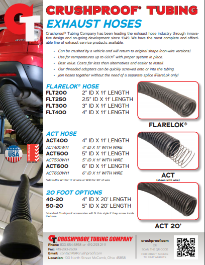 Garage Exhaust Hose (Crushproof Flarelok)